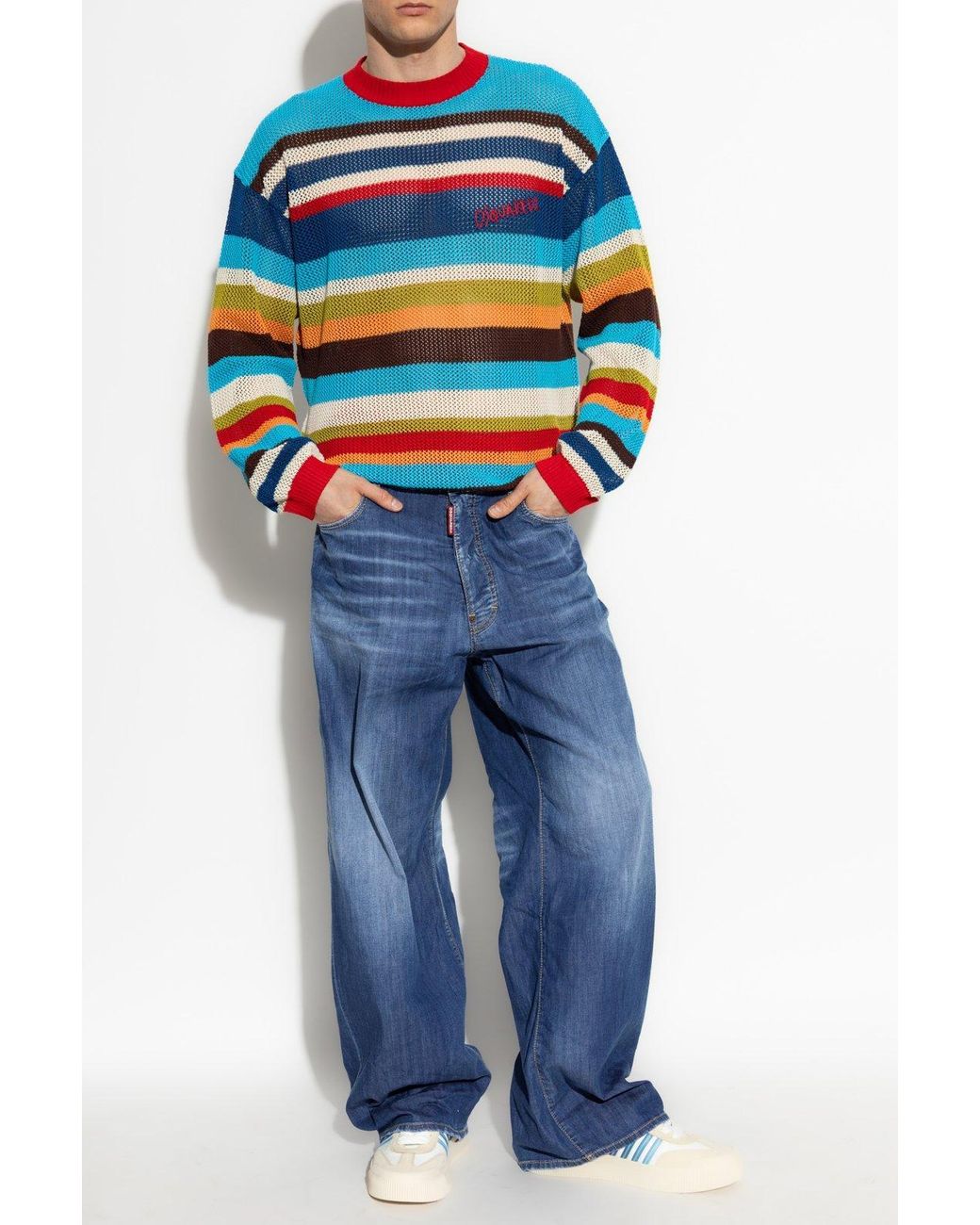 DSquared² Blue Summer Lovers Medium Wash Loose Jeans for men