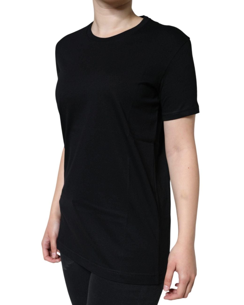 Dolce & Gabbana Black Crew Neck Short Sleeve Cotton T-Shirt
