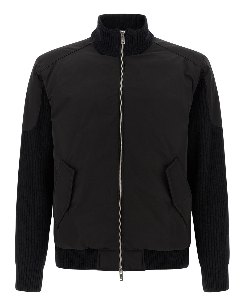 Moose Knuckles Black 'Magnus Knit Hybrid' Bomber Jacket for men