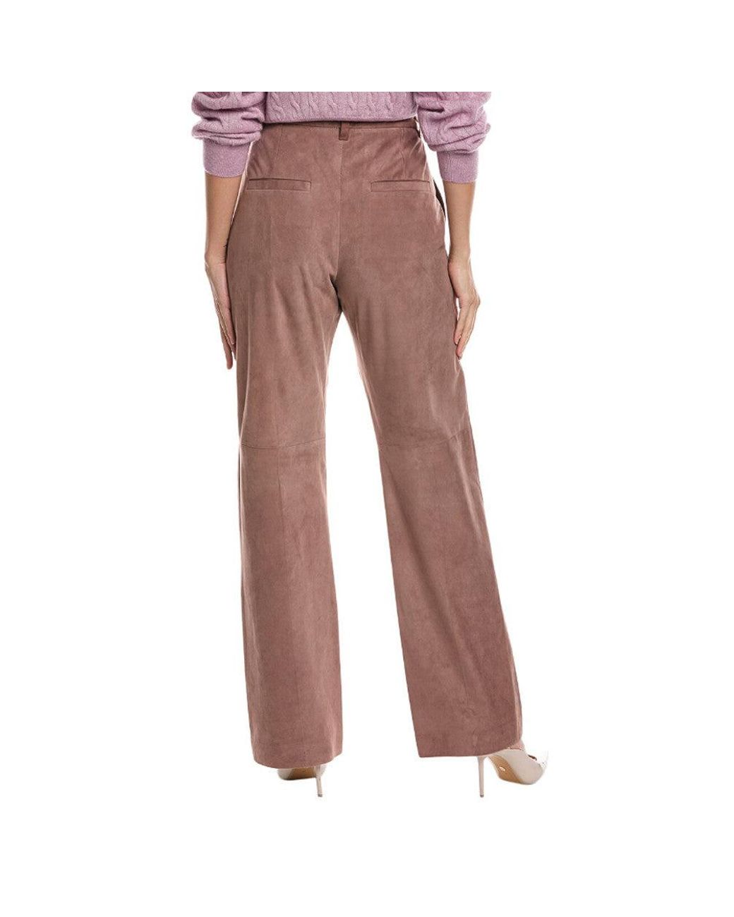Brunello Cucinelli Red Pink Leather Pants