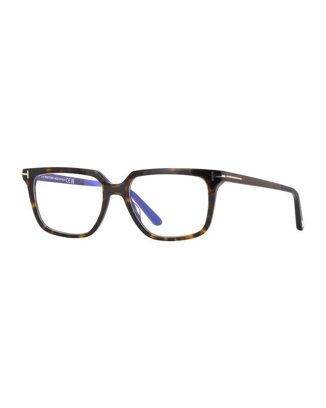 Tom Ford Brown Eyeglasses Rectangle Full Rim, Dark Havana Frame And Clear Demo Lenses Lens Ft6039-B052 for men