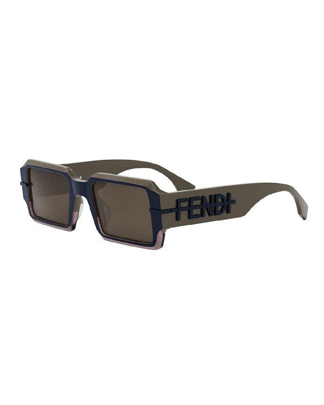 Fendi Black Sunglasses Rectangle Full Rim, Shiny Frame And Lens Fe40073U50E for men