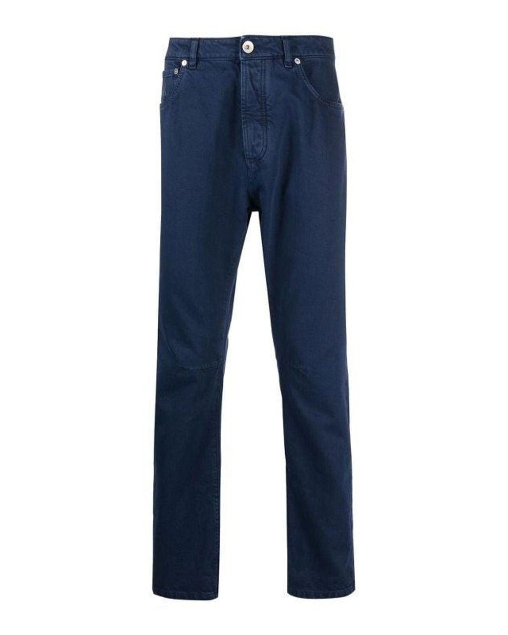 Brunello Cucinelli Blue Dark Leisure Trousers for men