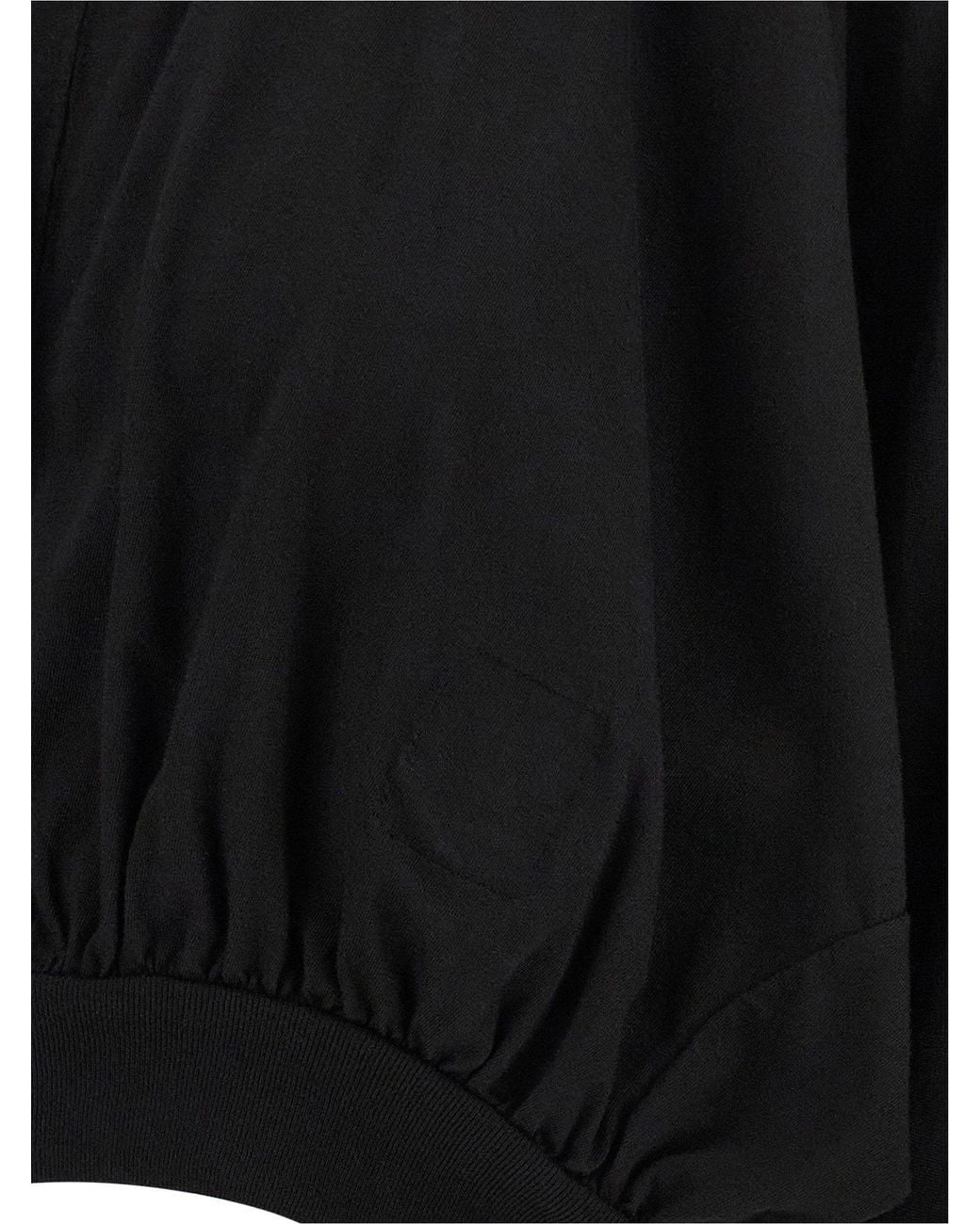 Rick Owens Black Cropped Cotton Jersey Hoodie