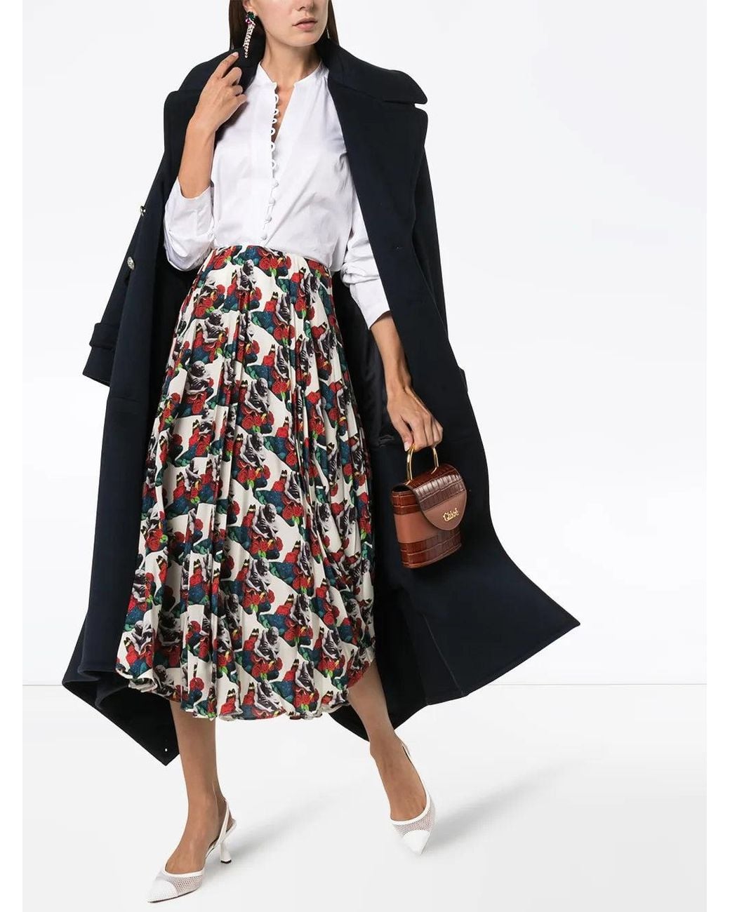 Valentino White X Undercover Lovers Print Pleated Skirt