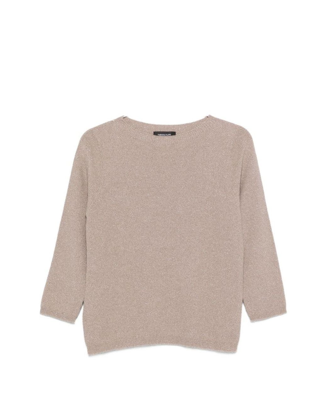 Fabiana Filippi Natural Fine-Knit Metallic-Effect Sweater