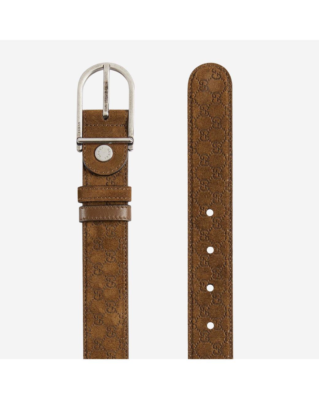 Gucci Brown Reversible Belt With Rounded Buckle Leather for men