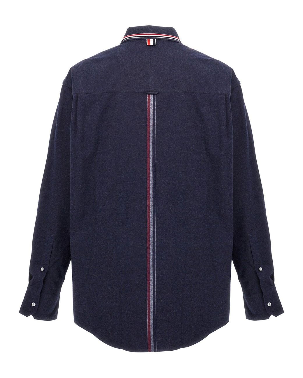 Thom Browne Blue Knit Collar Rwb Shirt for men