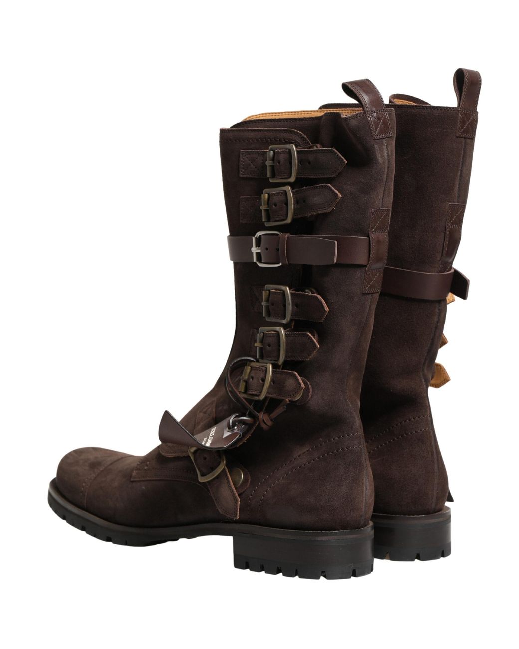 Dolce & Gabbana Brown Suede Leather Combat Ankle Boots Shoes for men