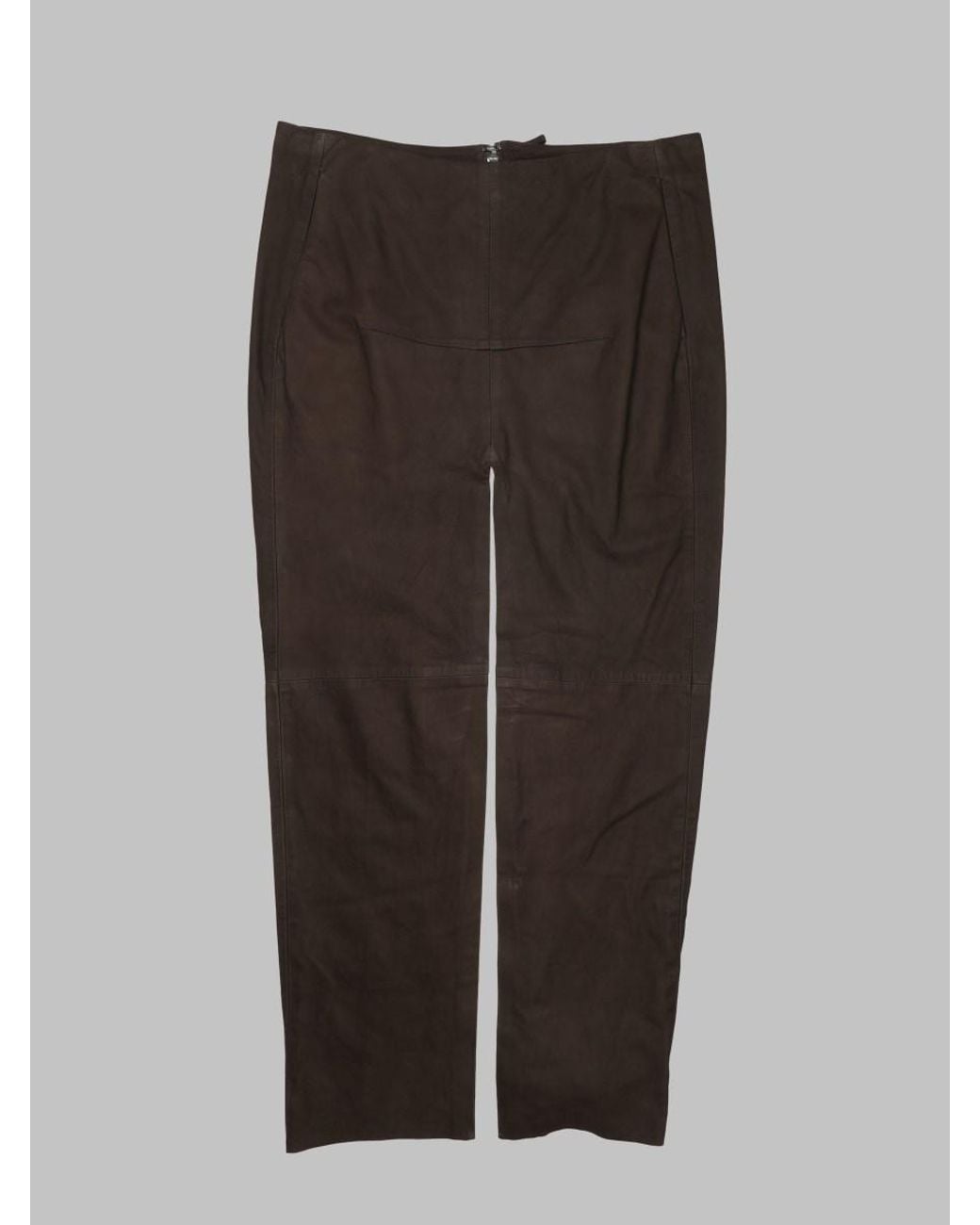 Rick Owens Brown Sliced Leather Skirt Lamb Trousers
