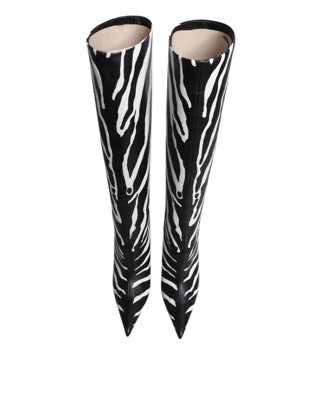 Dolce & Gabbana Black Dolce & Gabbana Zebra-Print Lamb Leather Boot