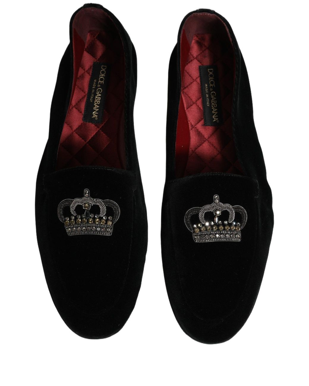 Dolce & Gabbana Black Crown Embellished Dress Loafers Shoes Leather for men