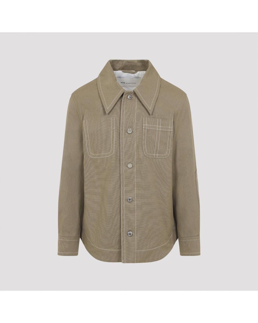 AMI Green Ami Worker Buttoned Jacket Cotton for men