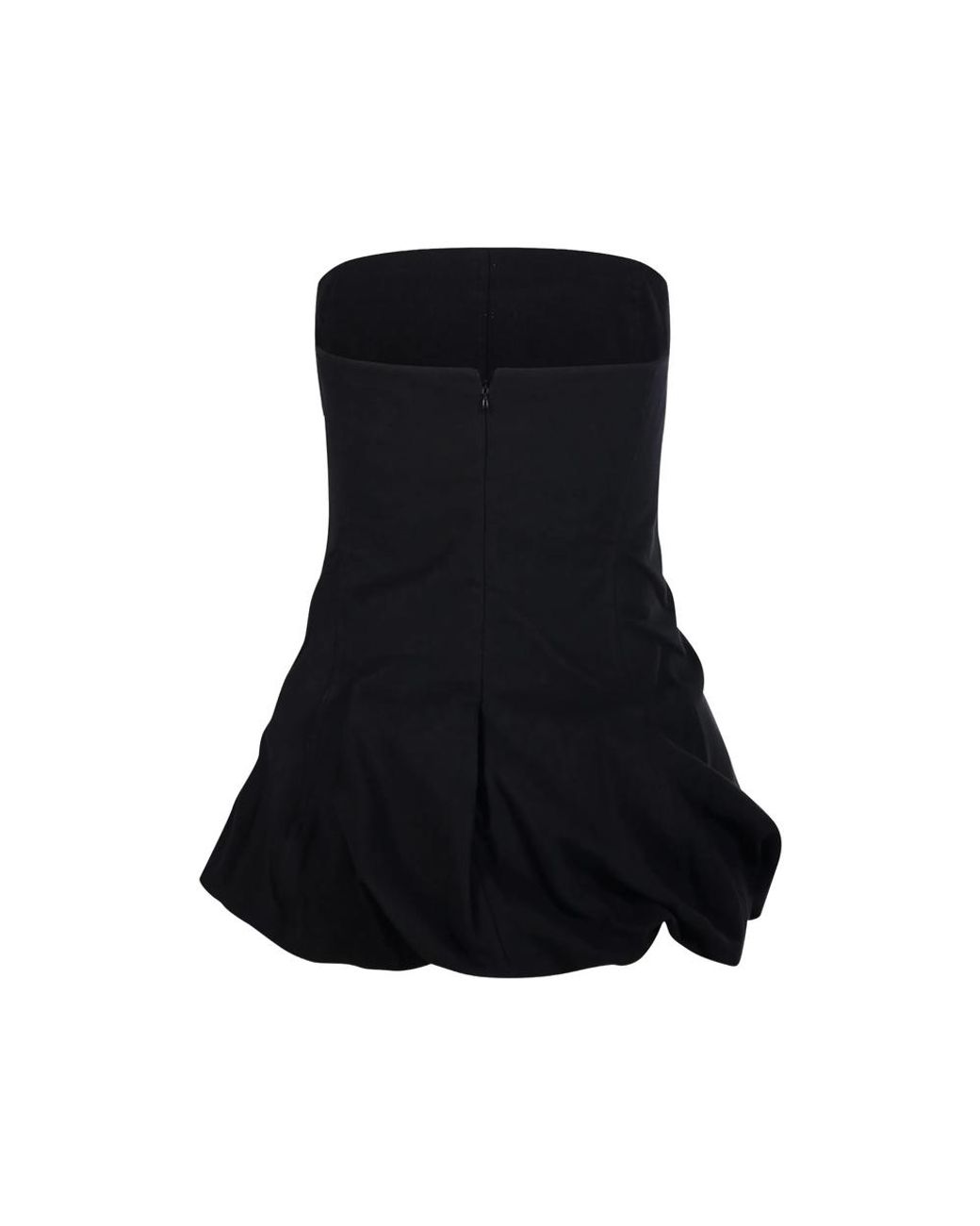 LAMRONS Black Strapless Bubble-Hem Top