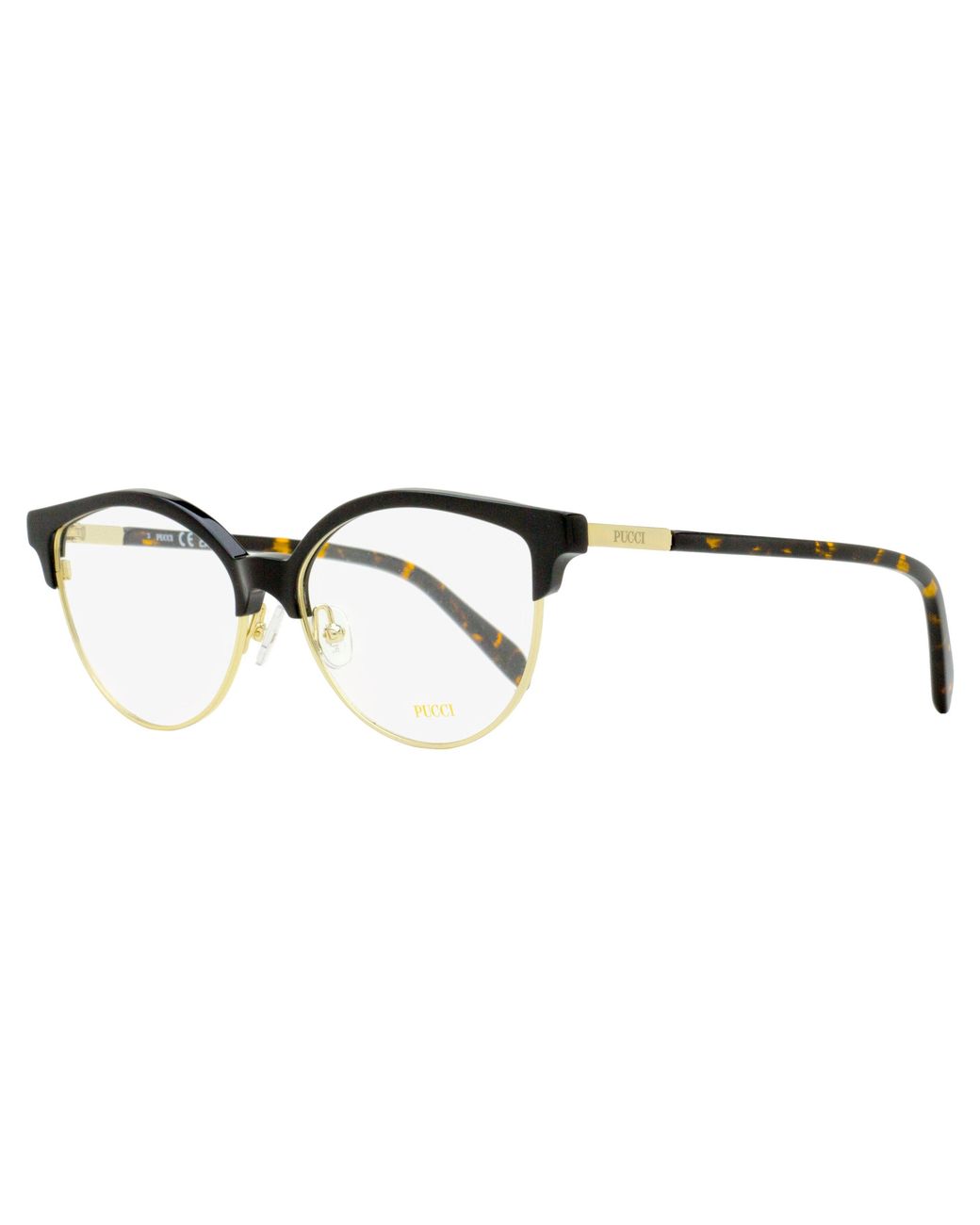 Emilio Pucci Black Pucci Oval Brow-Line Eyeglasses Ep5259 001- 55Mm Plastic (Acetate)/Metal