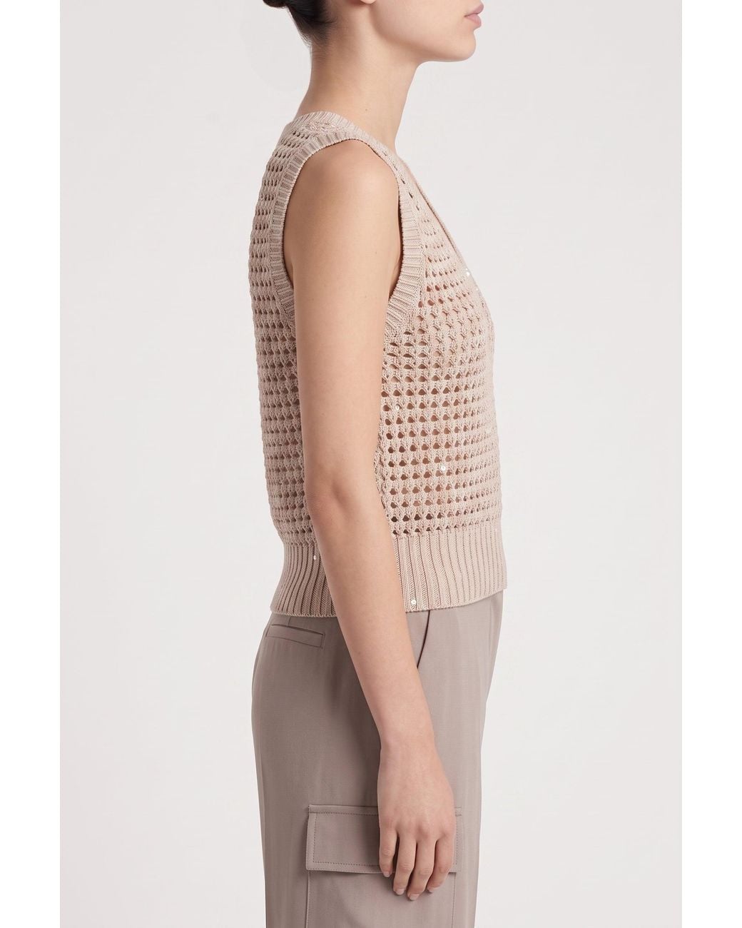 Brunello Cucinelli Natural Openwork Knit Sweater Clothing