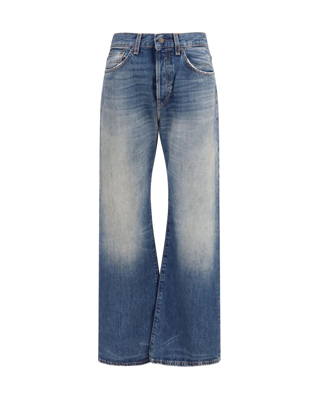 Acne Blue Wide-Leg Jeans Denim Cotton T-Shirts & Jerseys
