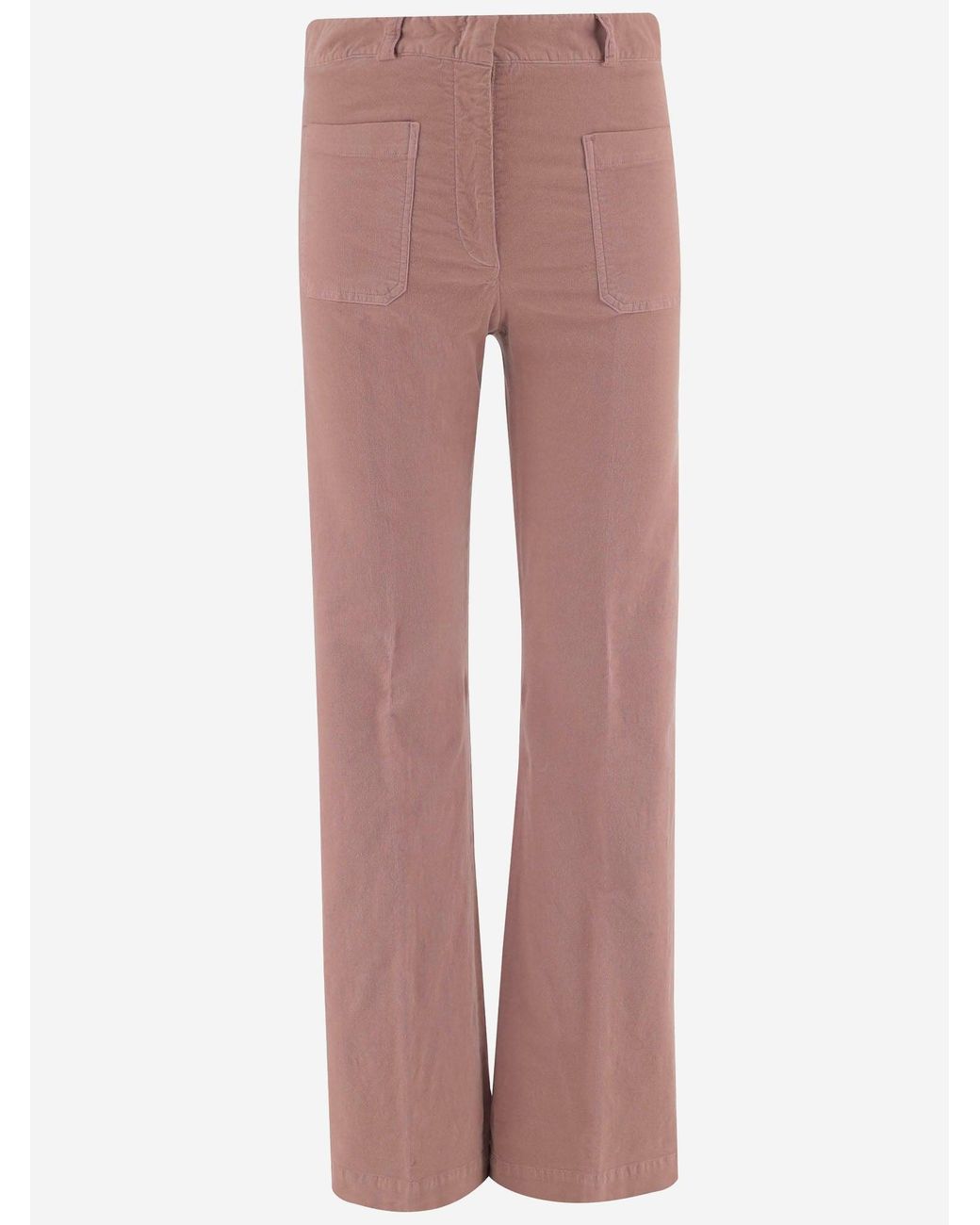Ql2 Pink Stretch Cotton Velvet Trousers