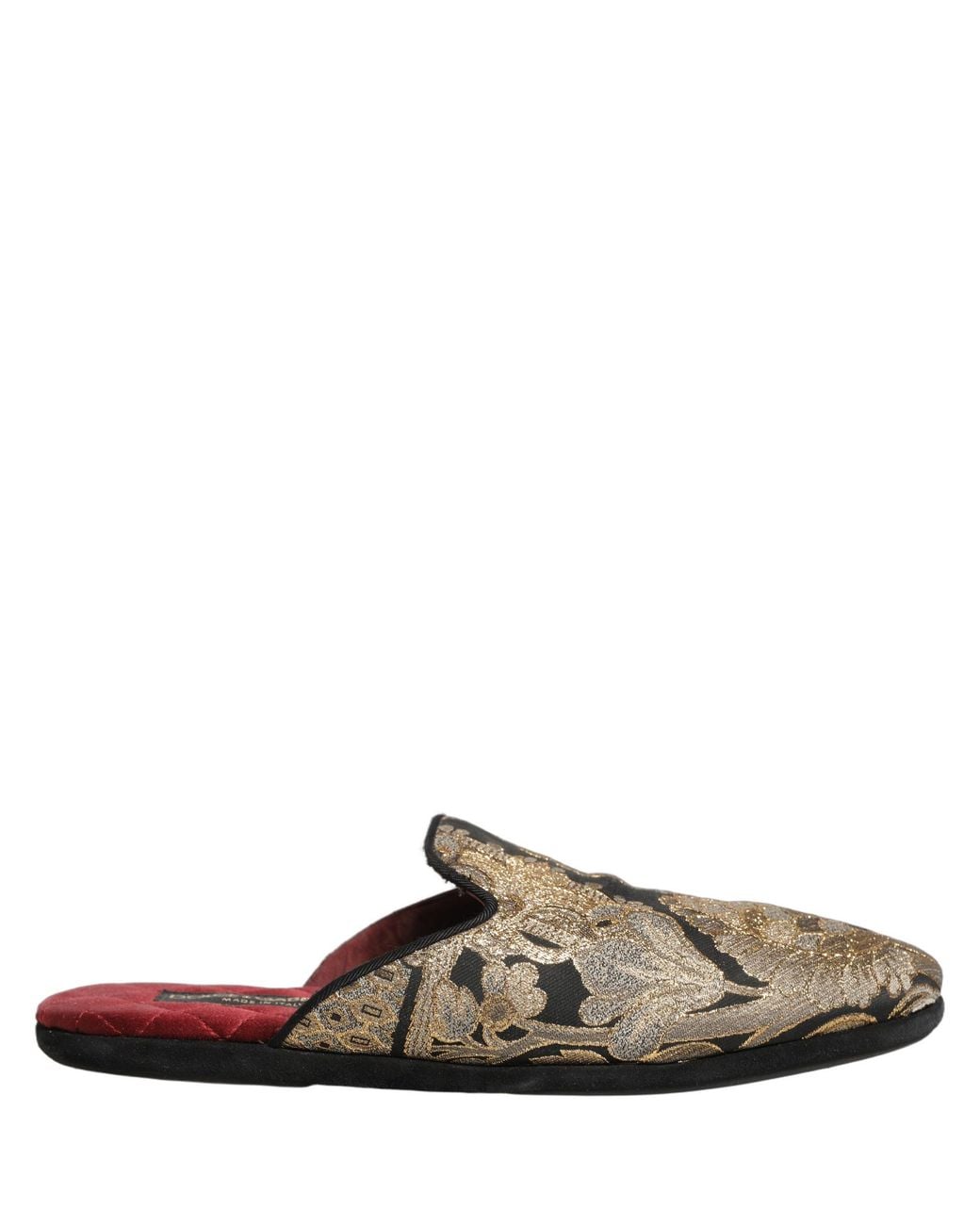 Dolce & Gabbana Natural Floral Jacquard Flats Sandals Shoes Faux Fur for men