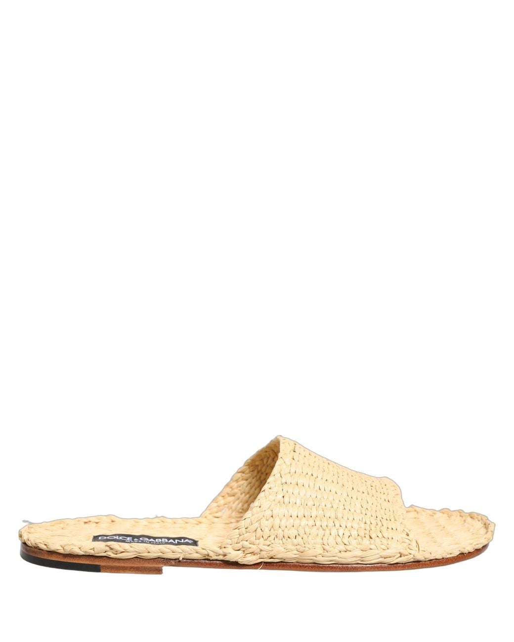 Dolce & Gabbana White Straw Raffia Slides Sandals Flats Shoes for men