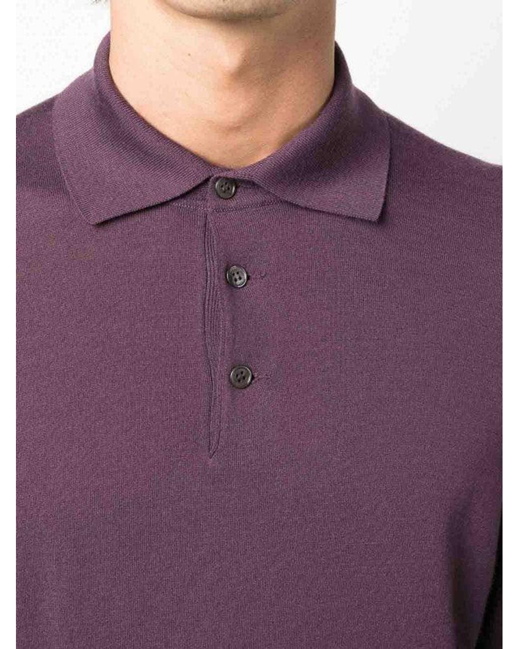 Brunello Cucinelli Purple Dark Wool Polo Shirt for men