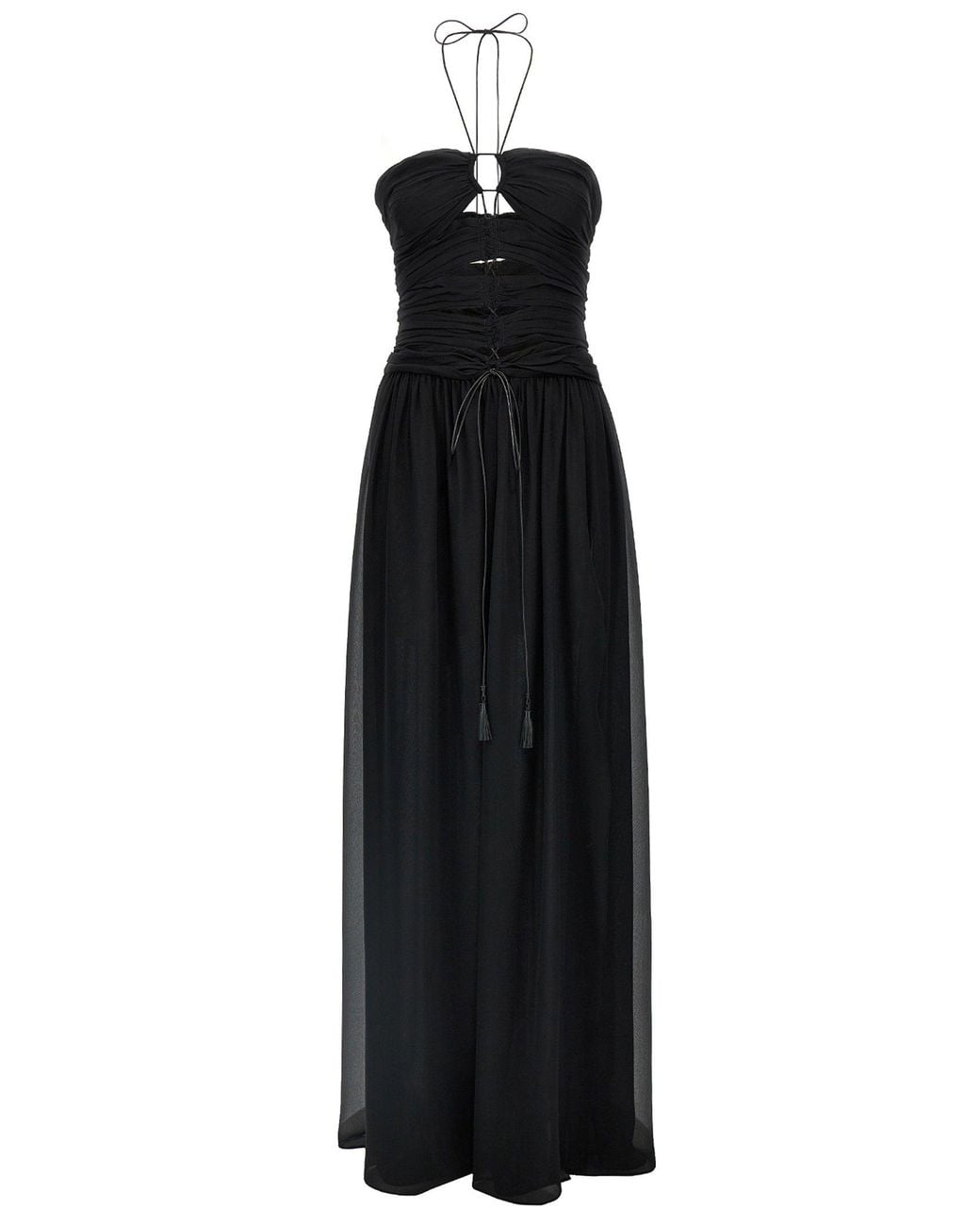 Tom Ford Black Halter Neck Draped Silk Dress