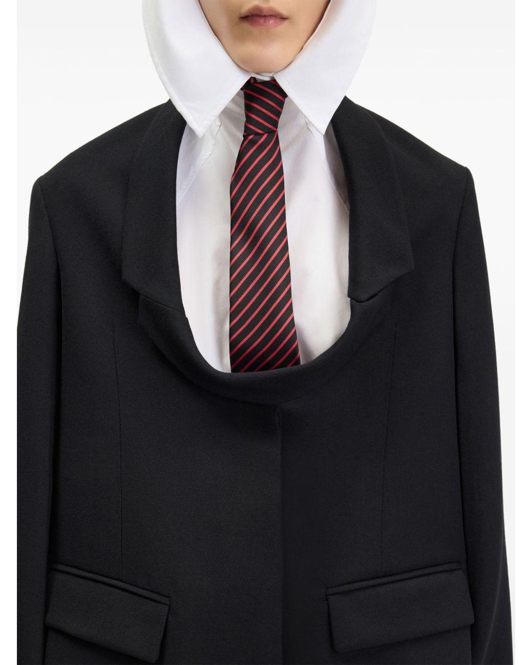 Jean Paul Gaultier Black Wool Boxy-Fit Blazer With A Structured Notched Collar