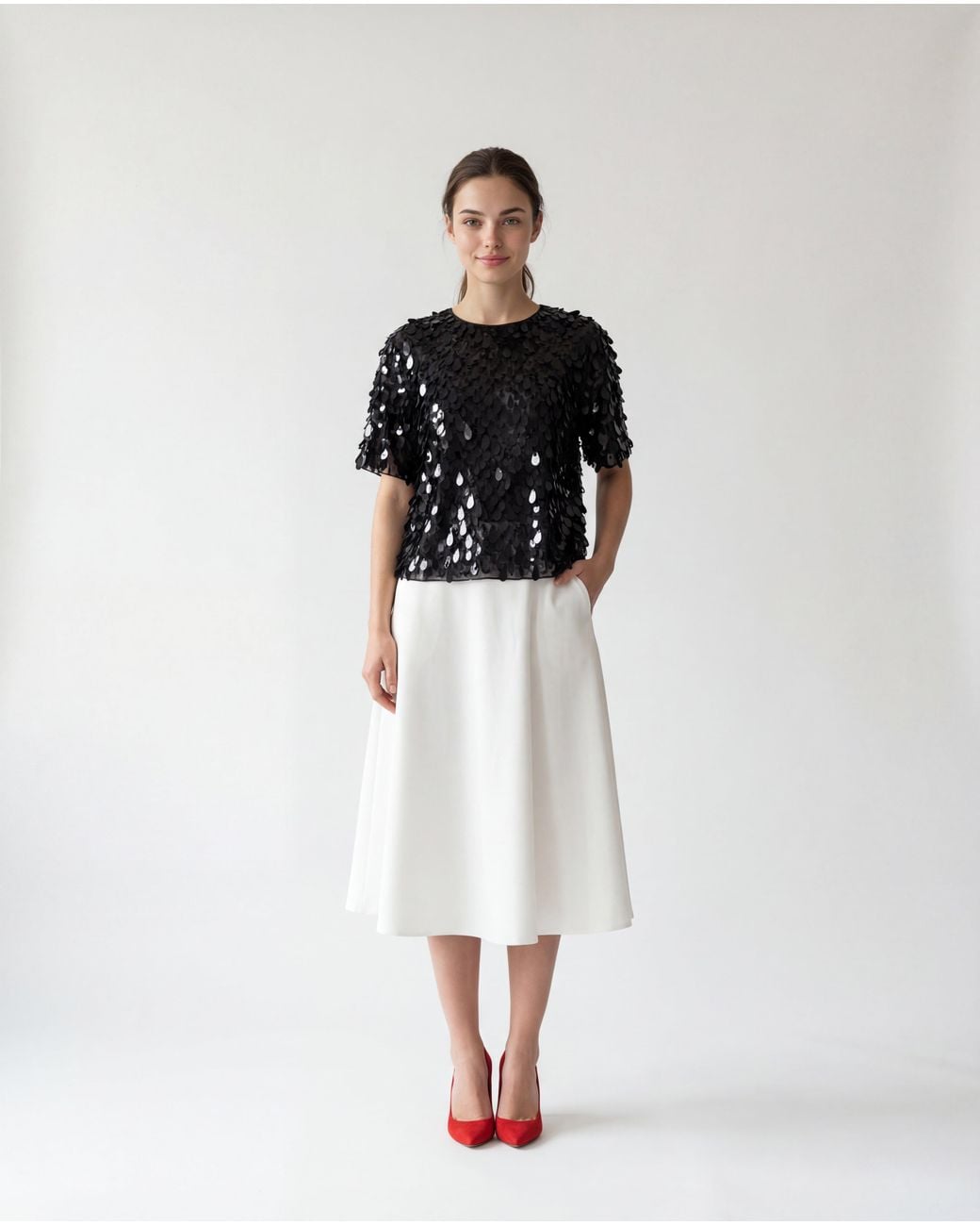 Brunello Cucinelli Black Sequin Embellished Shirt