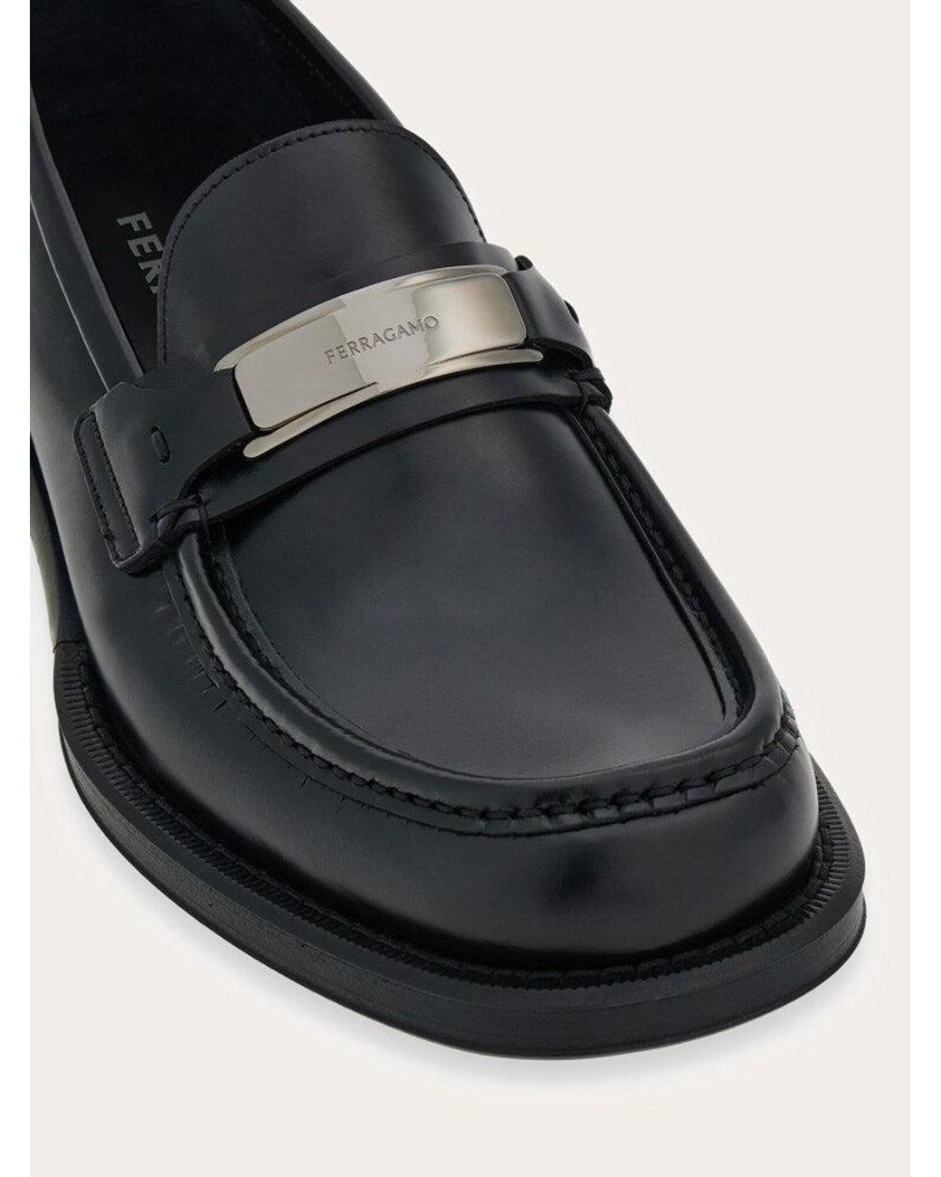 Ferragamo White Calf Leather Loafers for men