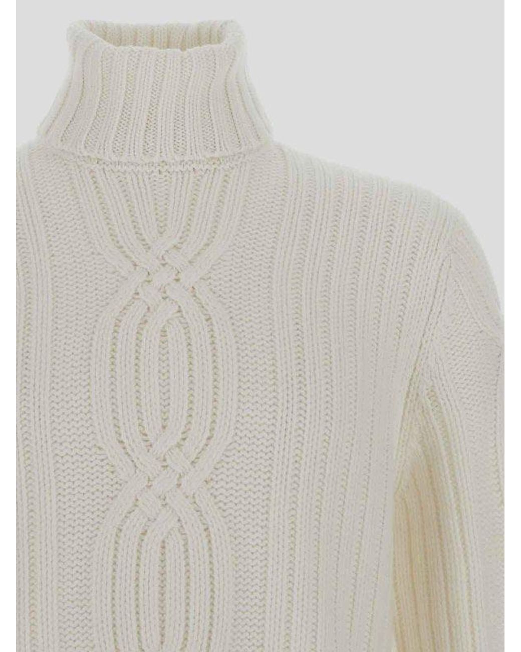 Brunello Cucinelli White Beige Cashmere Sweater for men