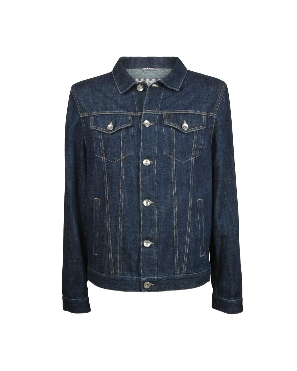 Brunello Cucinelli Blue Dark Solid Jacket Clothing for men