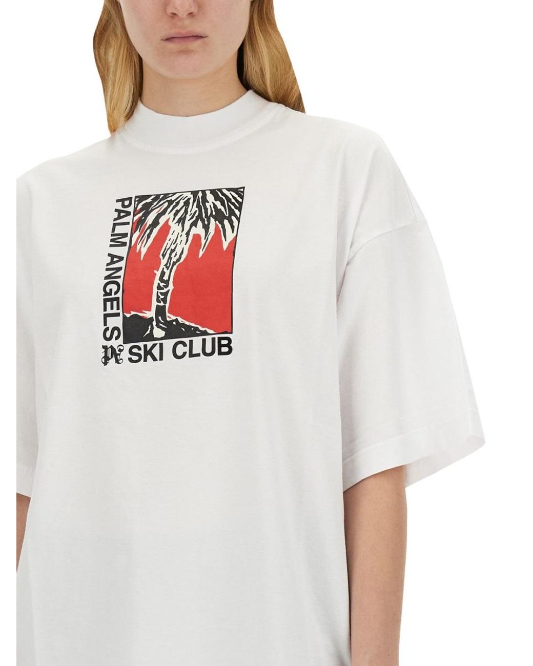 Palm Angels White Palm Angels Logo-Embroidered Cotton T-Shirt