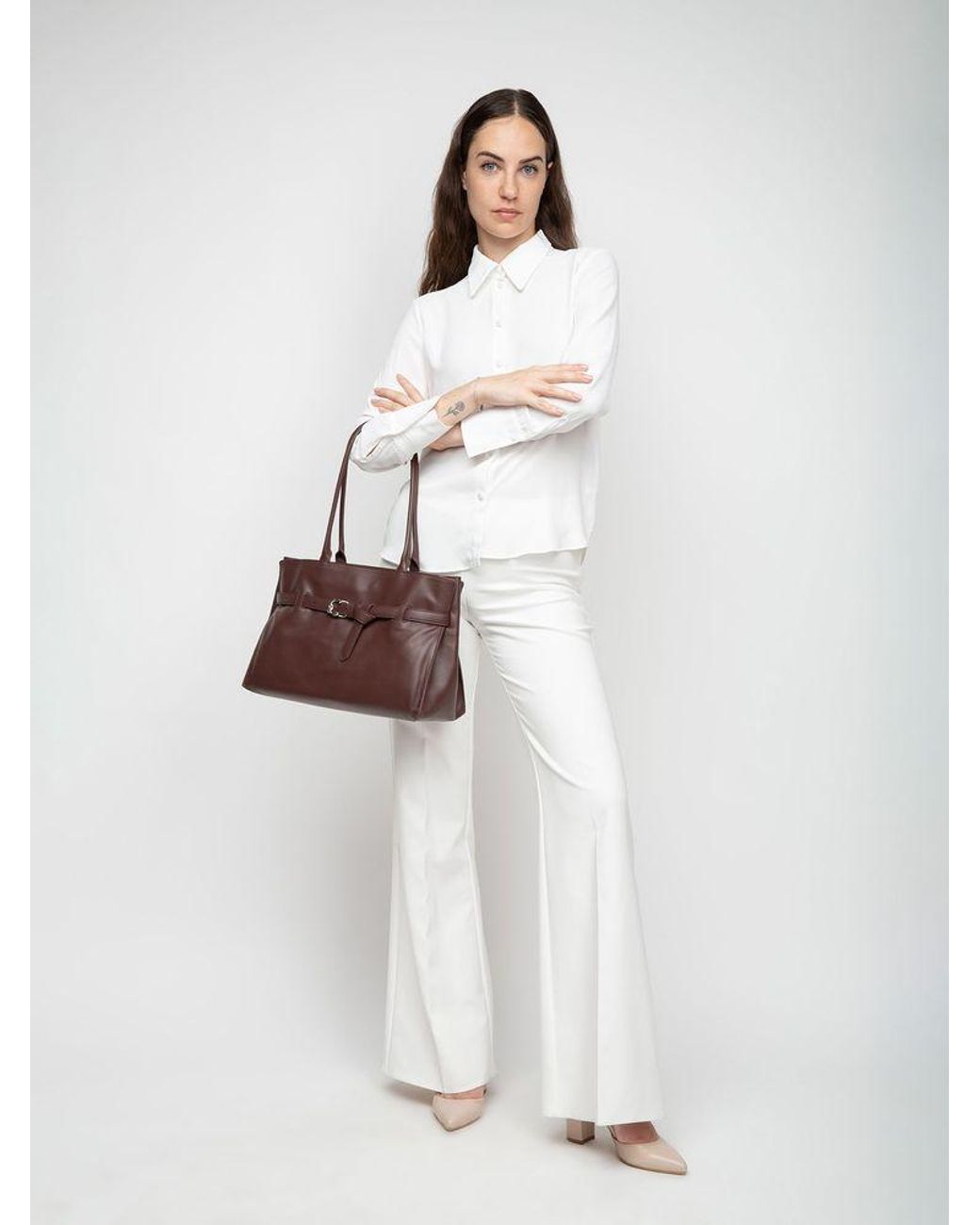 Coccinelle Brown Shopping Bag Bovine Leather Shopper-Bags