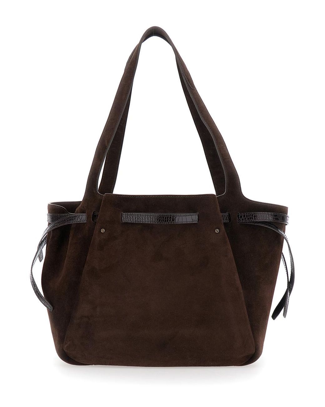 Tory Burch Black Shoulder Bag Romy Suede Calf Leather Tote