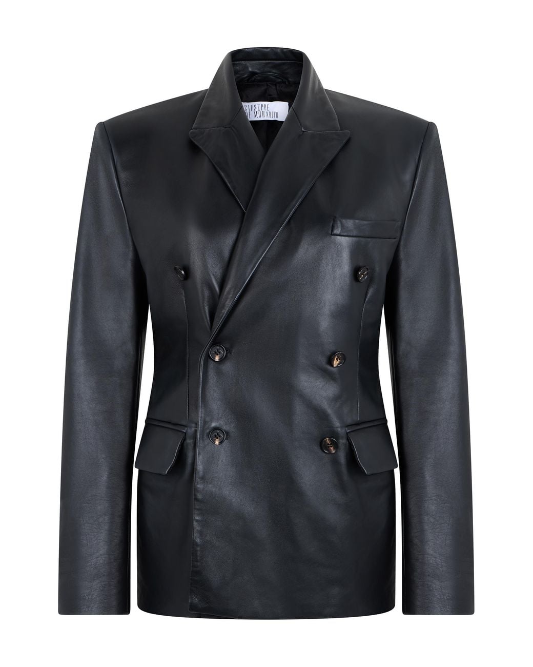 GIUSEPPE DI MORABITO Black Blazer Double-Breasted Leather Calfskin Jackets