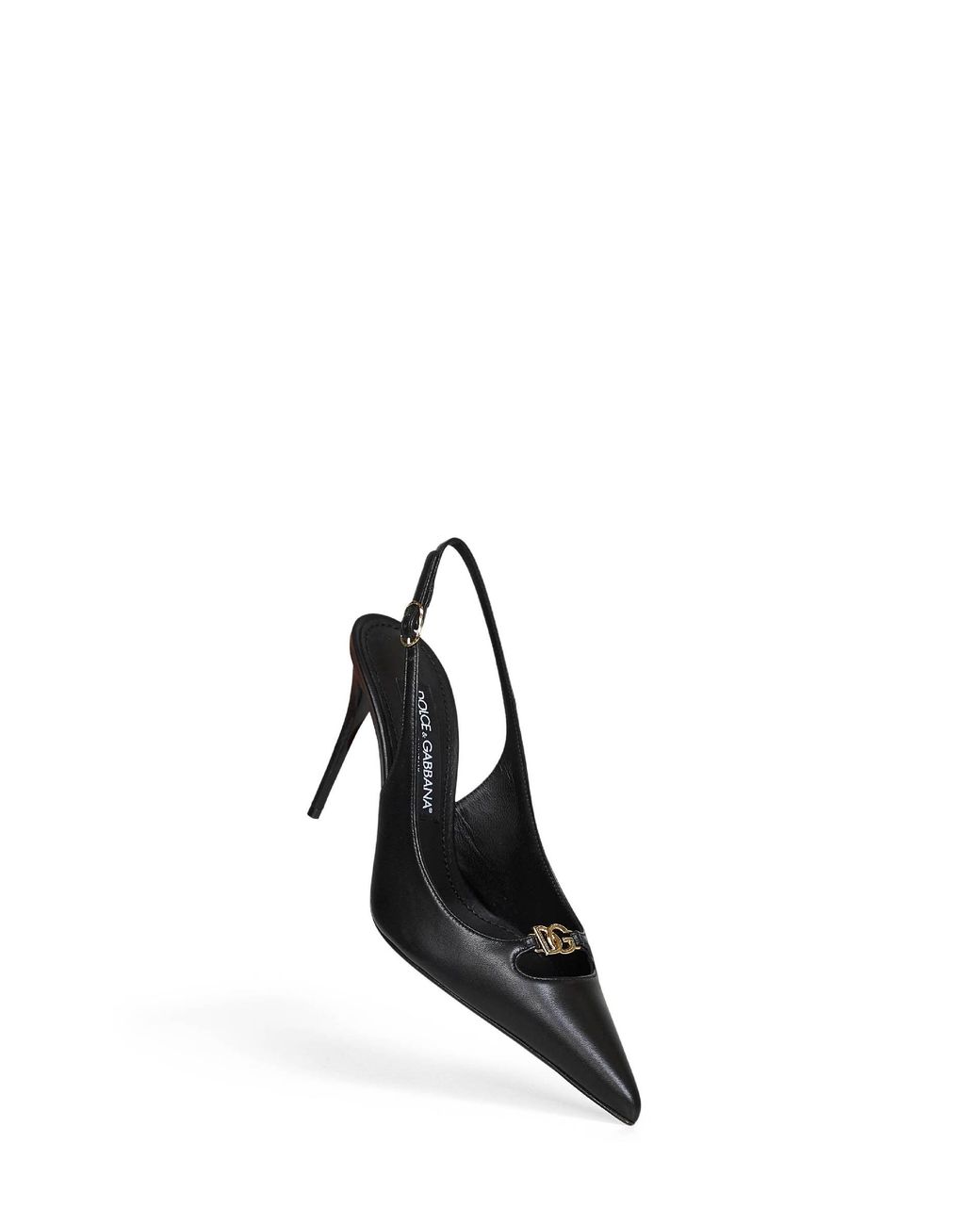 Dolce & Gabbana Black Silky Nappa Leather Lollo Slingback Pumps