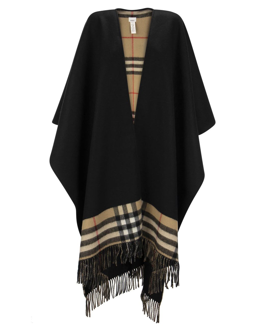Burberry Reversible Wool And Cashmere Cape With Tartan Pattern in Black ...