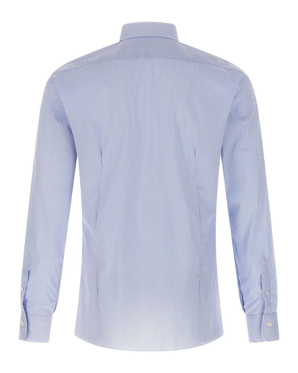 Barba Napoli Blue Striped Cotton Poplin Shirt