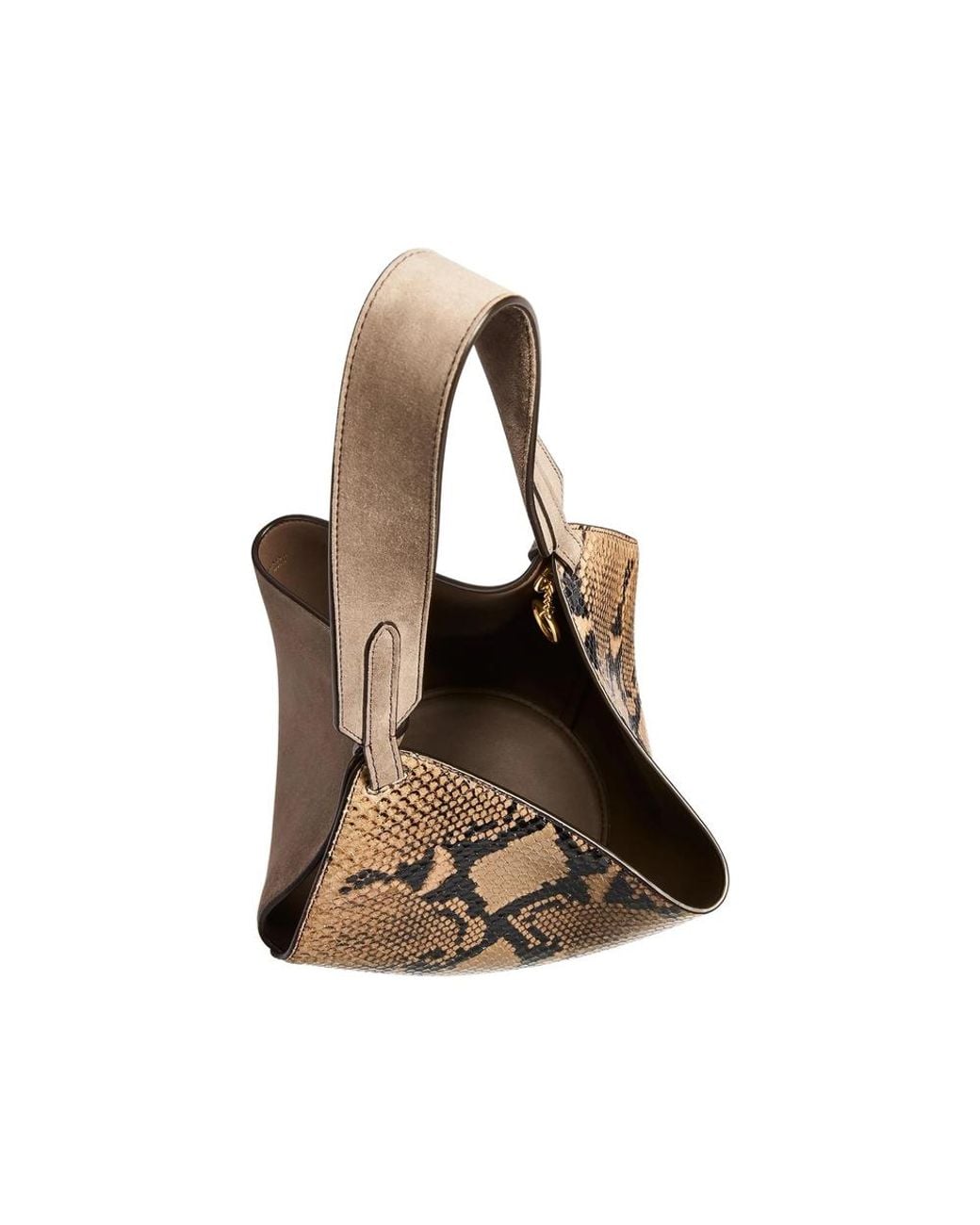 Khaite Brown Mini Bag Elena Python-Embossed Leather Calfskin