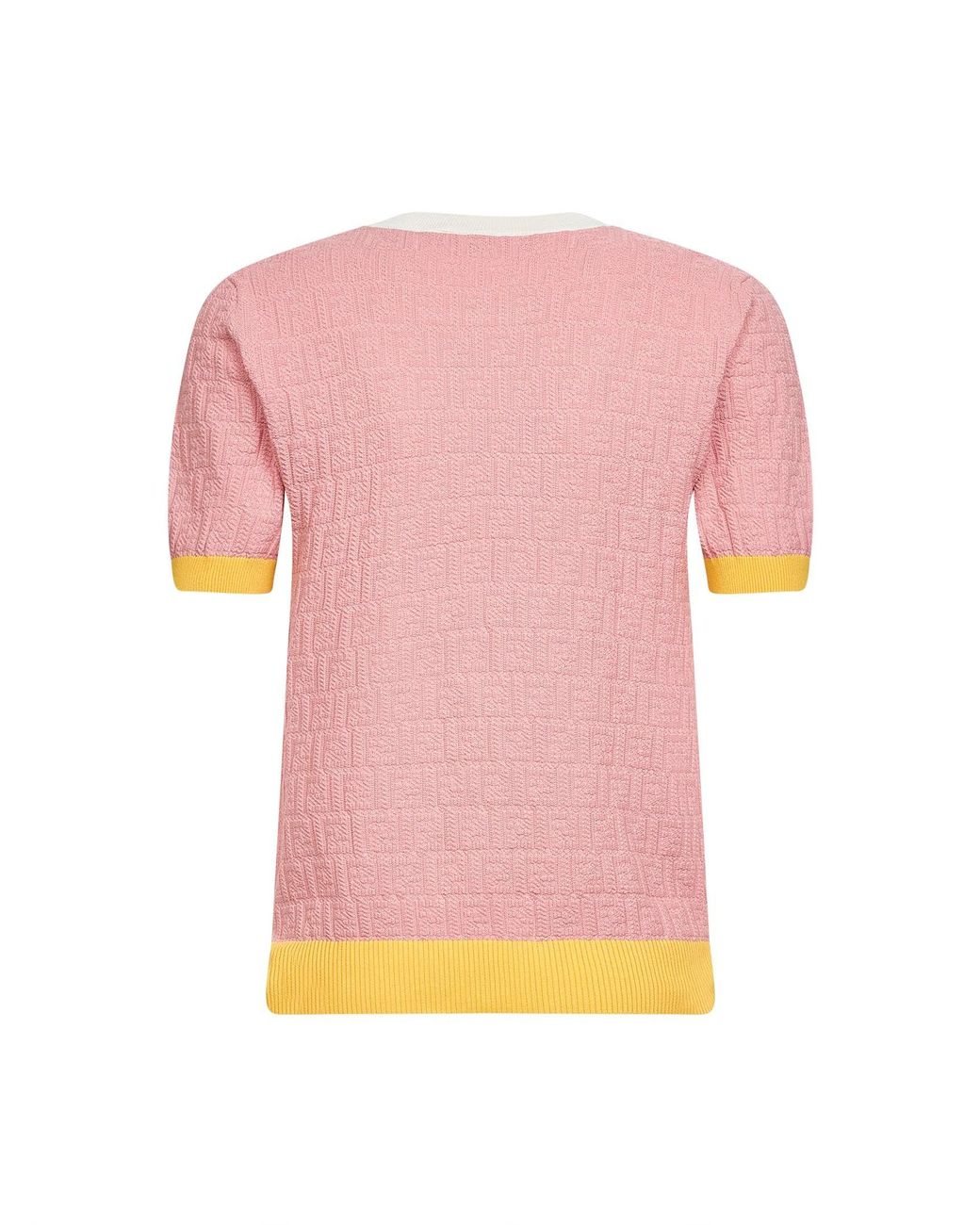 Fendi Pink Ff Cotton And Silk Sweater With Color Block Edges