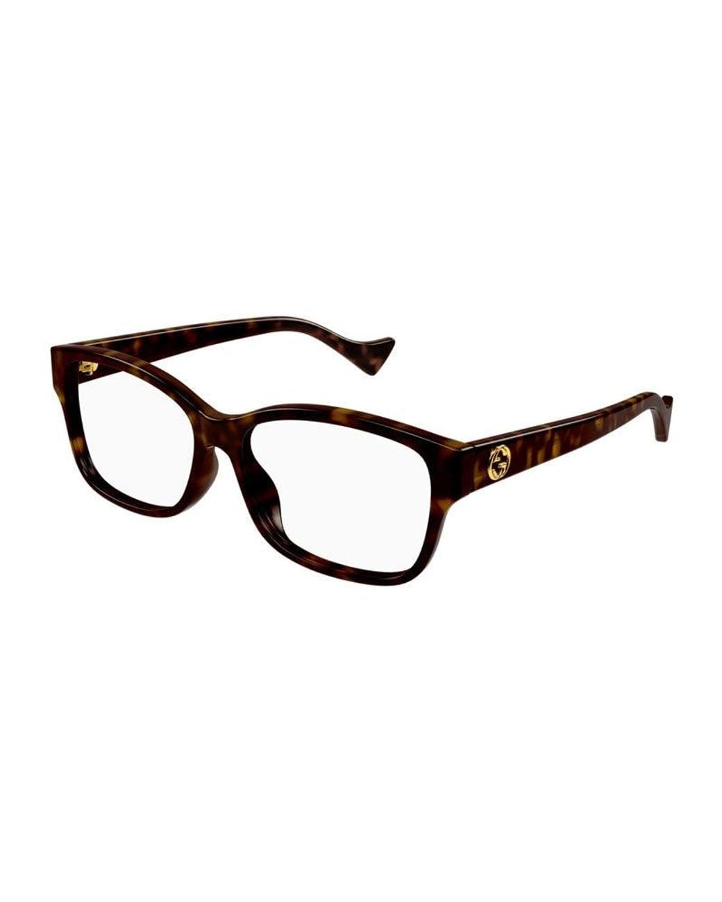 Gucci Black Eyeglasses Square Full Rim, Dark Havana Frame And Clear Demo Lens Gg1259Oa002 Sunglasses