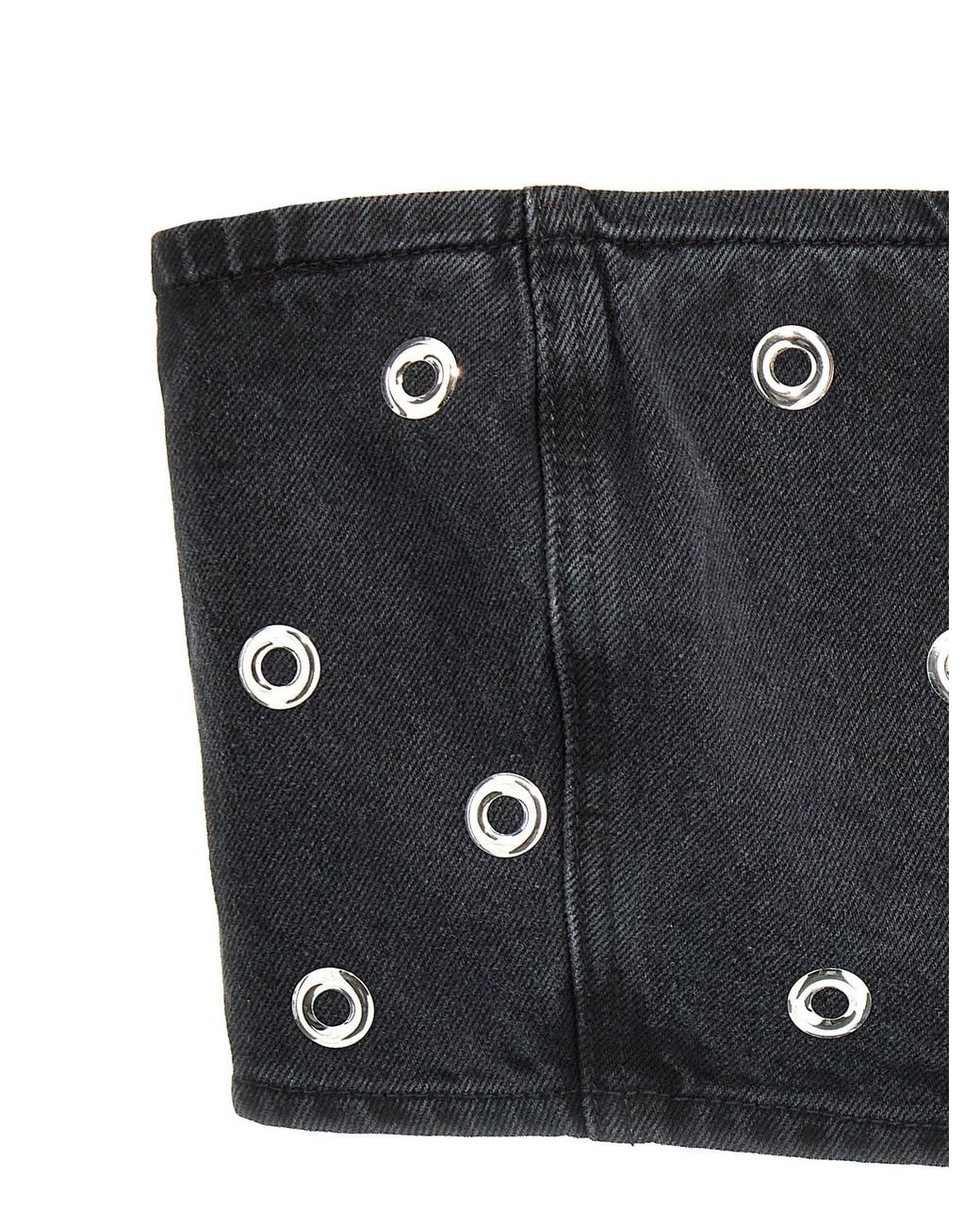 ROTATE BIRGER CHRISTENSEN Studded Denim Blouse in Black | Lyst