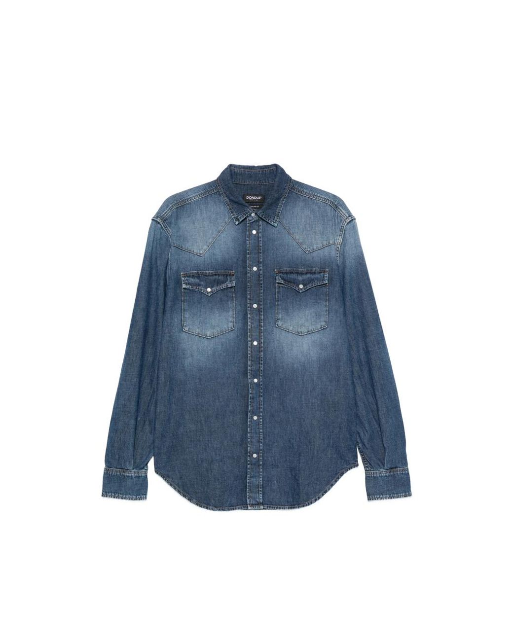 Dondup Blue Faded-Effect Western-Yoke Shirt for men