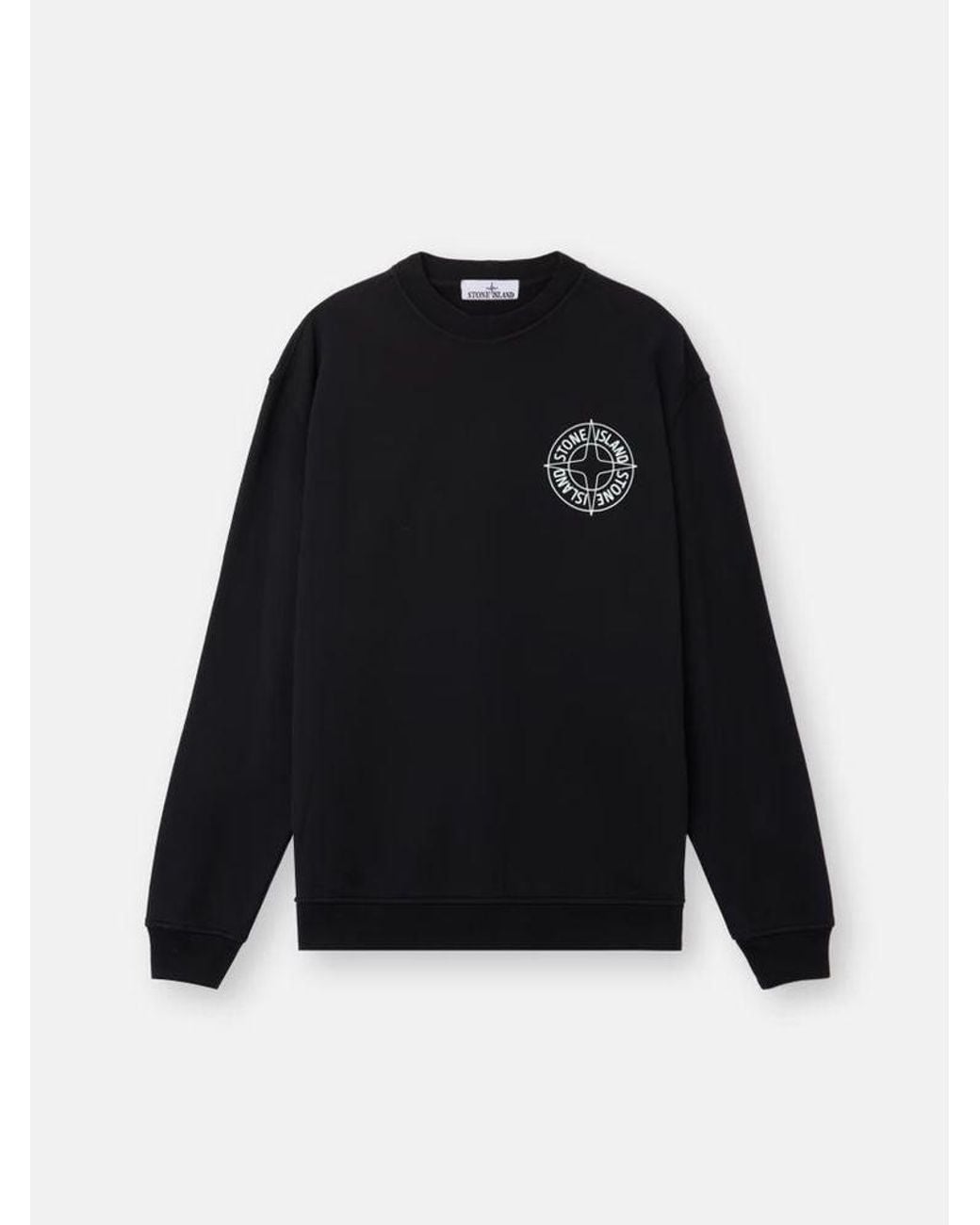 Stone Island Black Stone Island Logo-Embroidered Sweatshirt for men