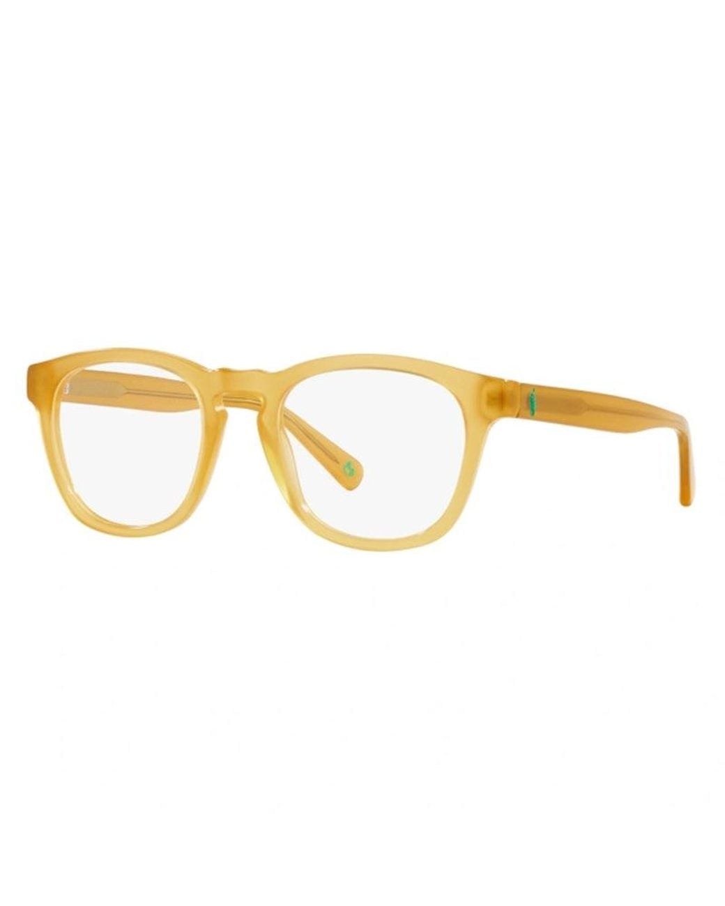 Polo Ralph Lauren Metallic Eyeglasses Round Full Rim, Opal Honey Frame And Clear Demo Lenses Lens Ph22585005 Sunglasses for men