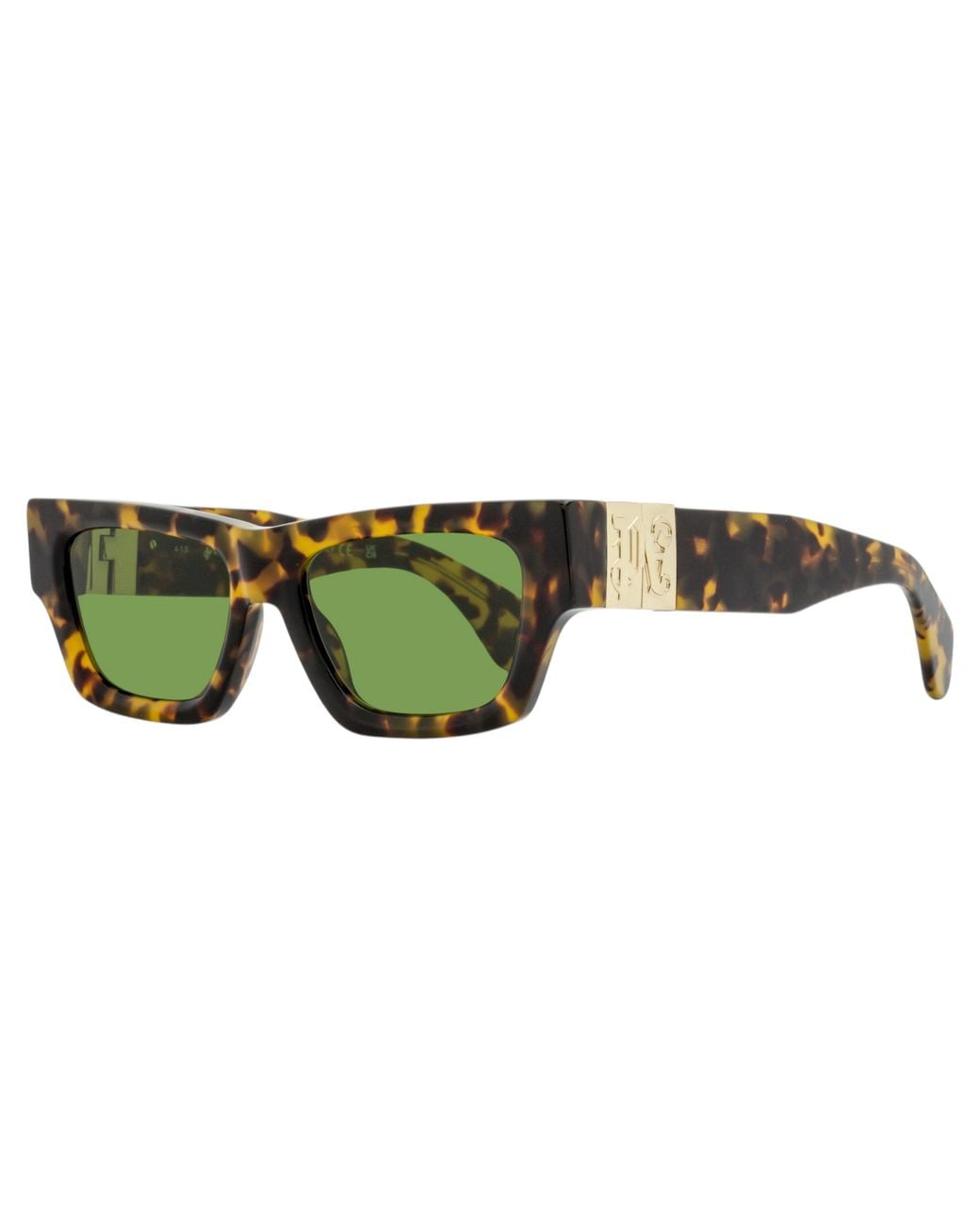 Palm Angels Green Magnolia Rectangular Sunglasses Peri10J 6055 Havana- 53Mm Plastic (Acetate)
