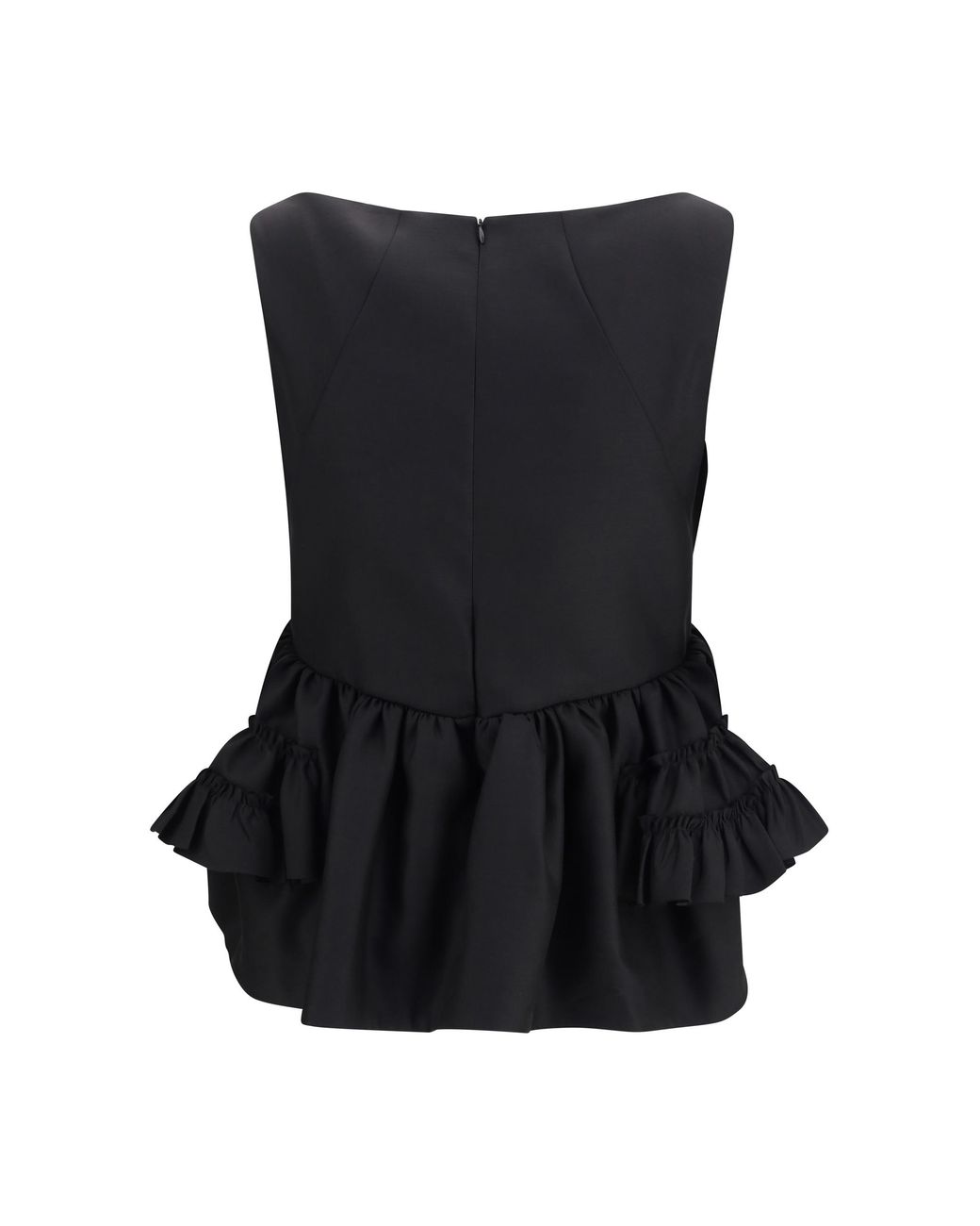 Dries Van Noten Black Peplum Top Ruffled Cotton Tops