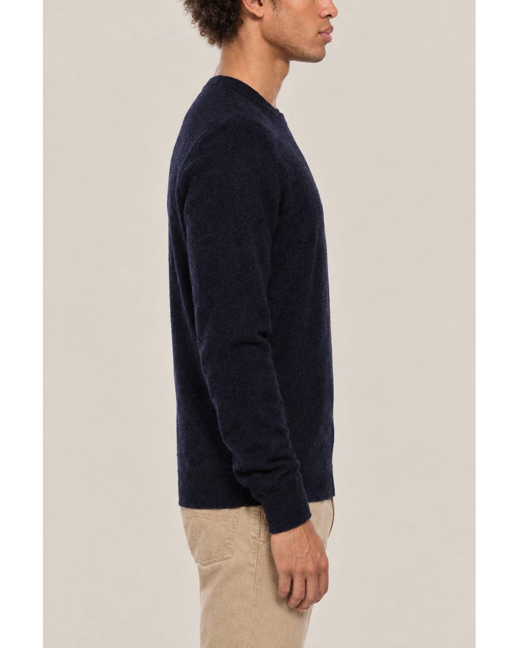 Brunello Cucinelli Blue Wool Crewneck Sweater for men