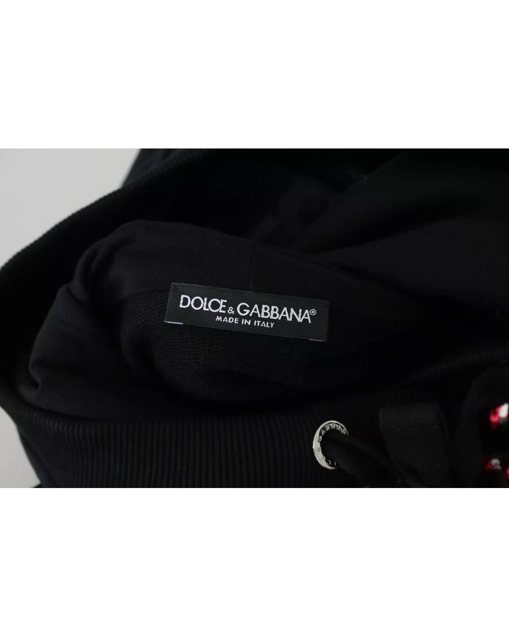 Dolce & Gabbana Black Dg Sequined Hooded Pullover Sweater
