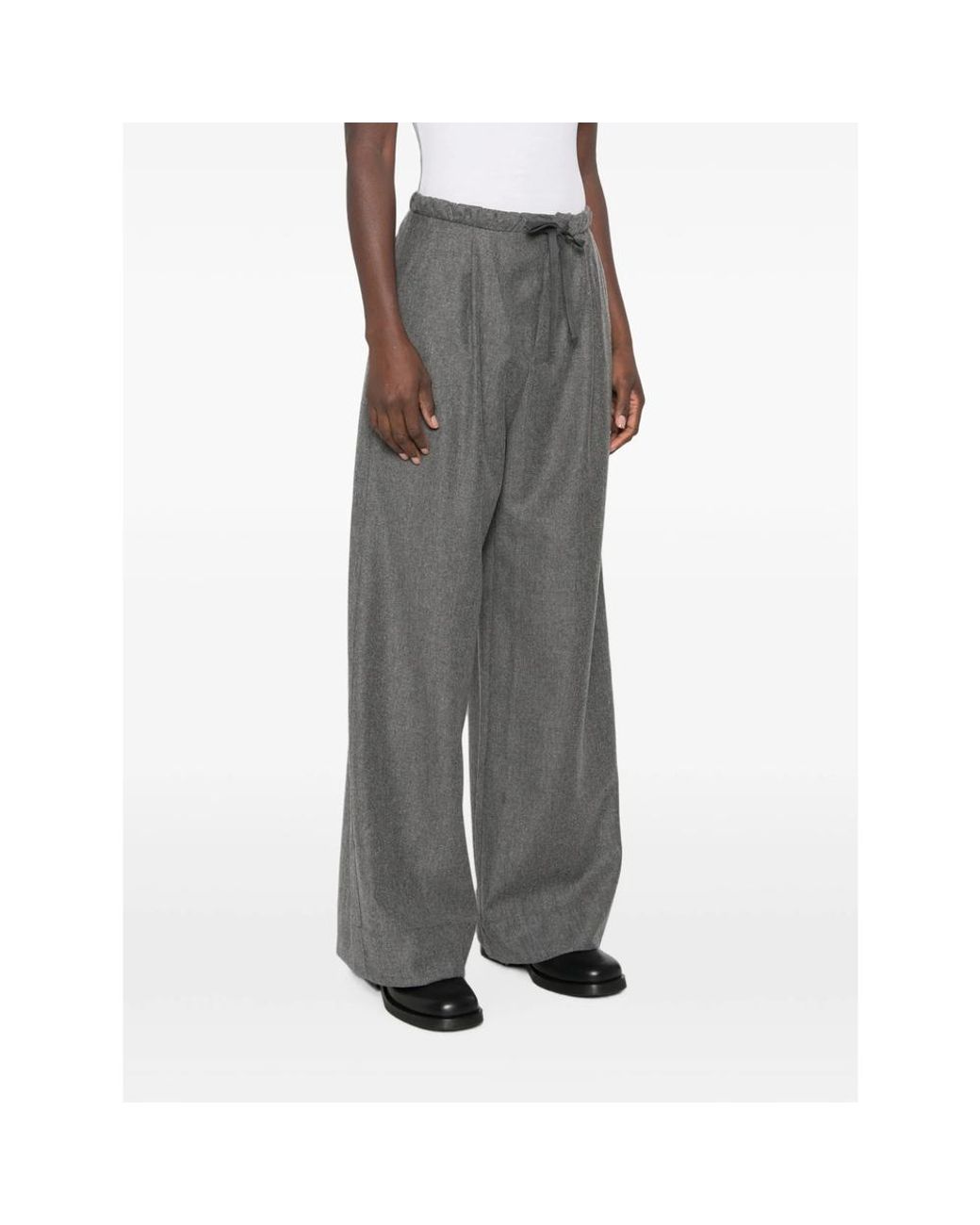 Soeur Gray Hugues Drawstring Wool Trousers